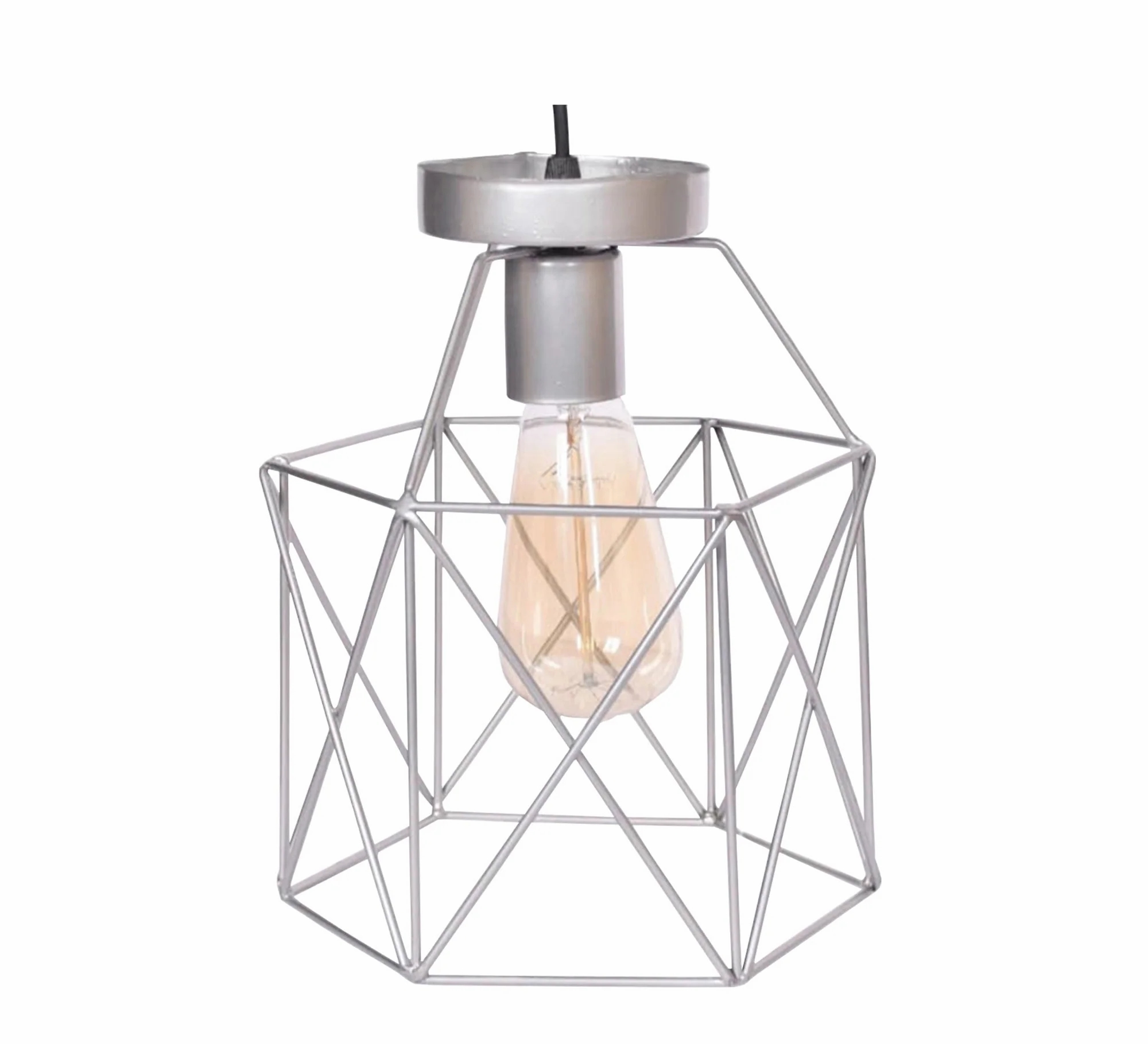 Metal Modern Ceiling chandelier, 1 Bulb, 21×21 cm, KM-EG6-77 - Silver