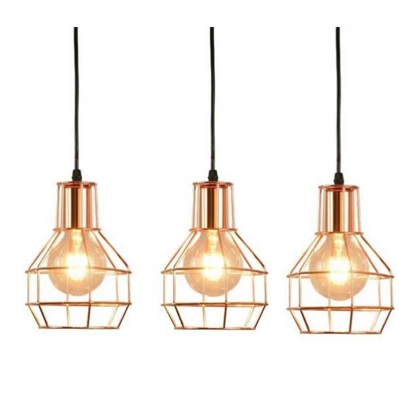 دلاية اضاءة معدن، 3 لمبة، 80×55 سم - ذهبى