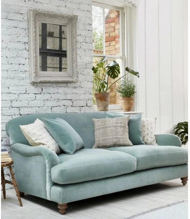 كنبة مقعدين خشب زان، قماش كتان، 200×90 سم - بترولى