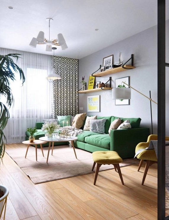 كنبة ركنة شكل L خشب زان، قماش كتان، 280×170×80 سم - اخضر داكن