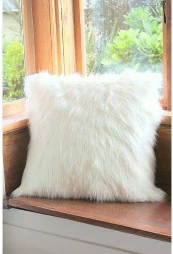 وسادة فرو، 40×40 سم - أبيض