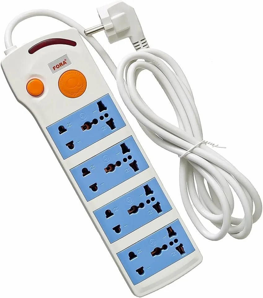 Fora Electrical Strip 4 Power Outlets 3 Meters 25X80 cm White