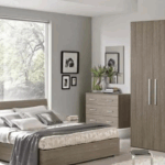 غرفة نوم خشب ام دي اف، 4 قطع - بيج