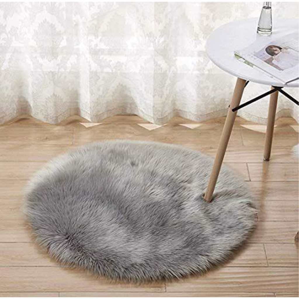 سجادة فرو دائرية 150×150 سم من راز جاليري Razz.A&Z12- رمادي