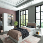 Thai MDF Wood Complete Bedroom Set, 3 Pieces - White