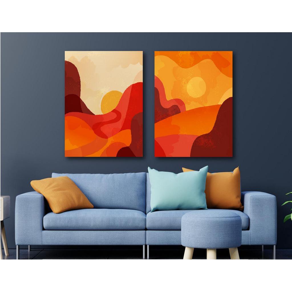 تابلوه 80×60 سم قطعتين من P.G.Abstract Art-09L1 - متعدد الالوان