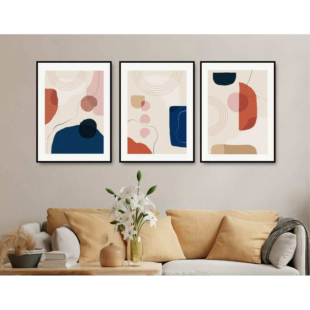 تابلوه 40×30 سم 3 قطع من P.G.Abstract Art_B-0117 - متعدد الالوان