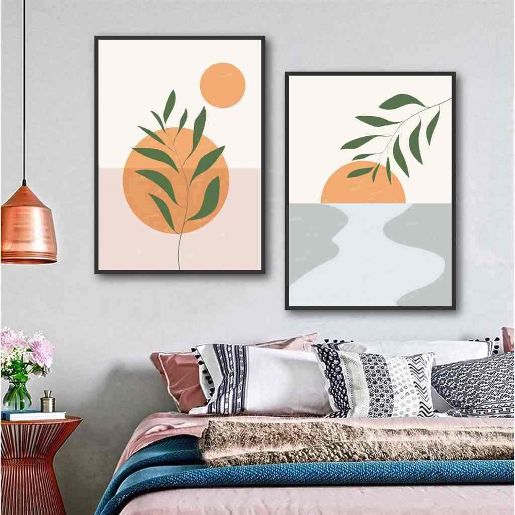 تابلوه 40×30 سم قطعتين من P.G.Abstract Art_C-01111 - متعدد الالوان