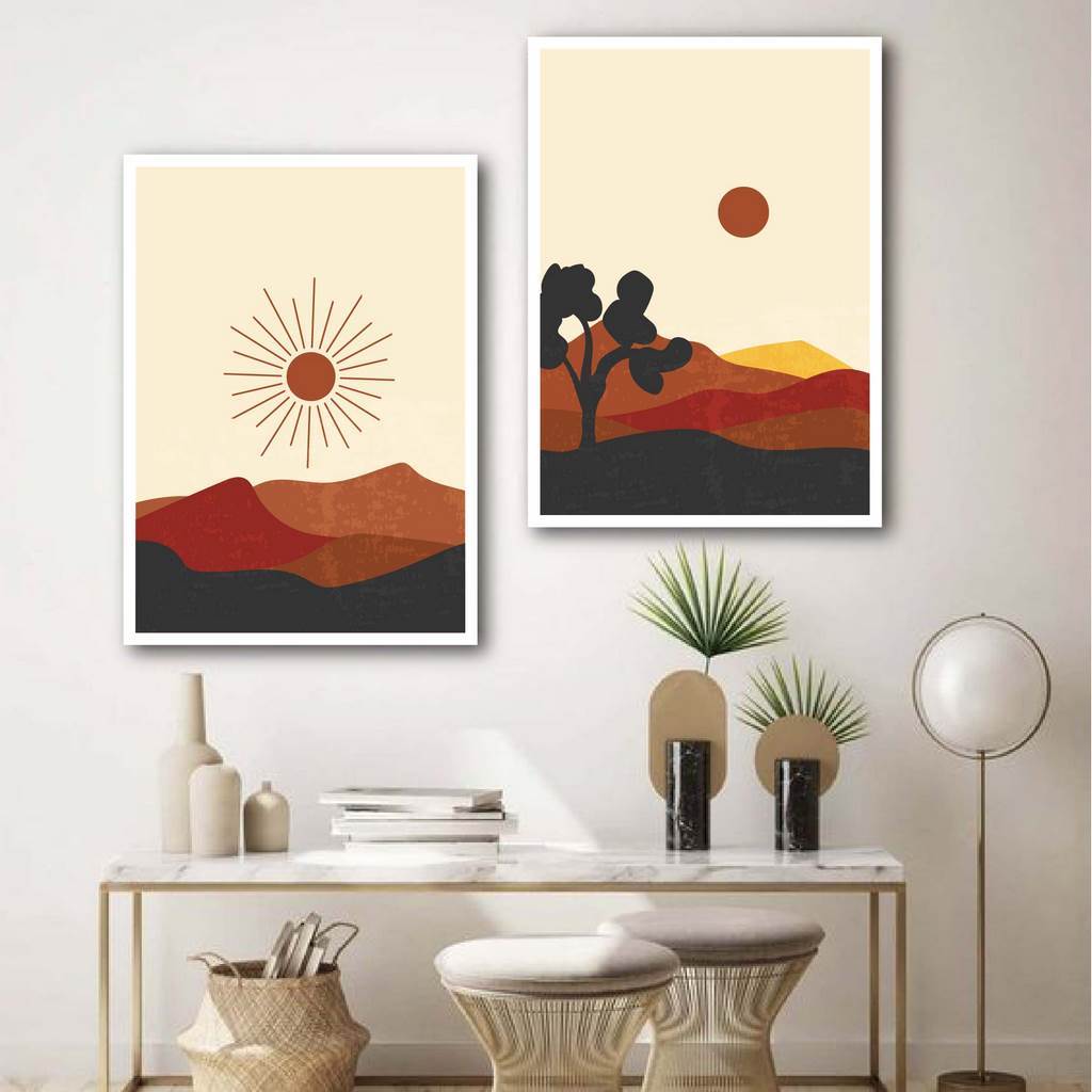 تابلوه 40×30 سم قطعتين من P.G.Abstract Art_C-033 - متعدد الالوان