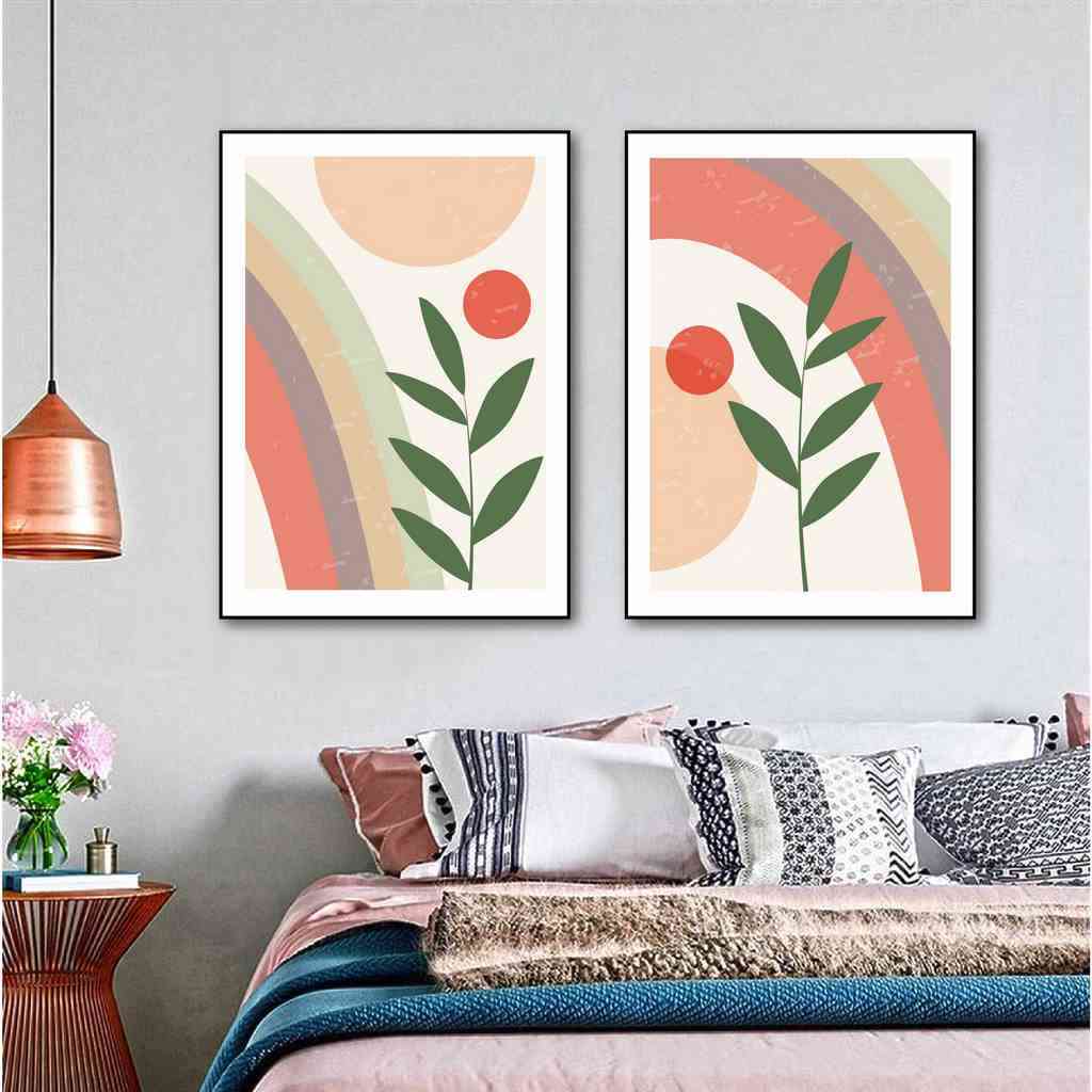 تابلوه 40×30 سم قطعتين من P.G.Abstract Art_C-055 - متعدد الالوان