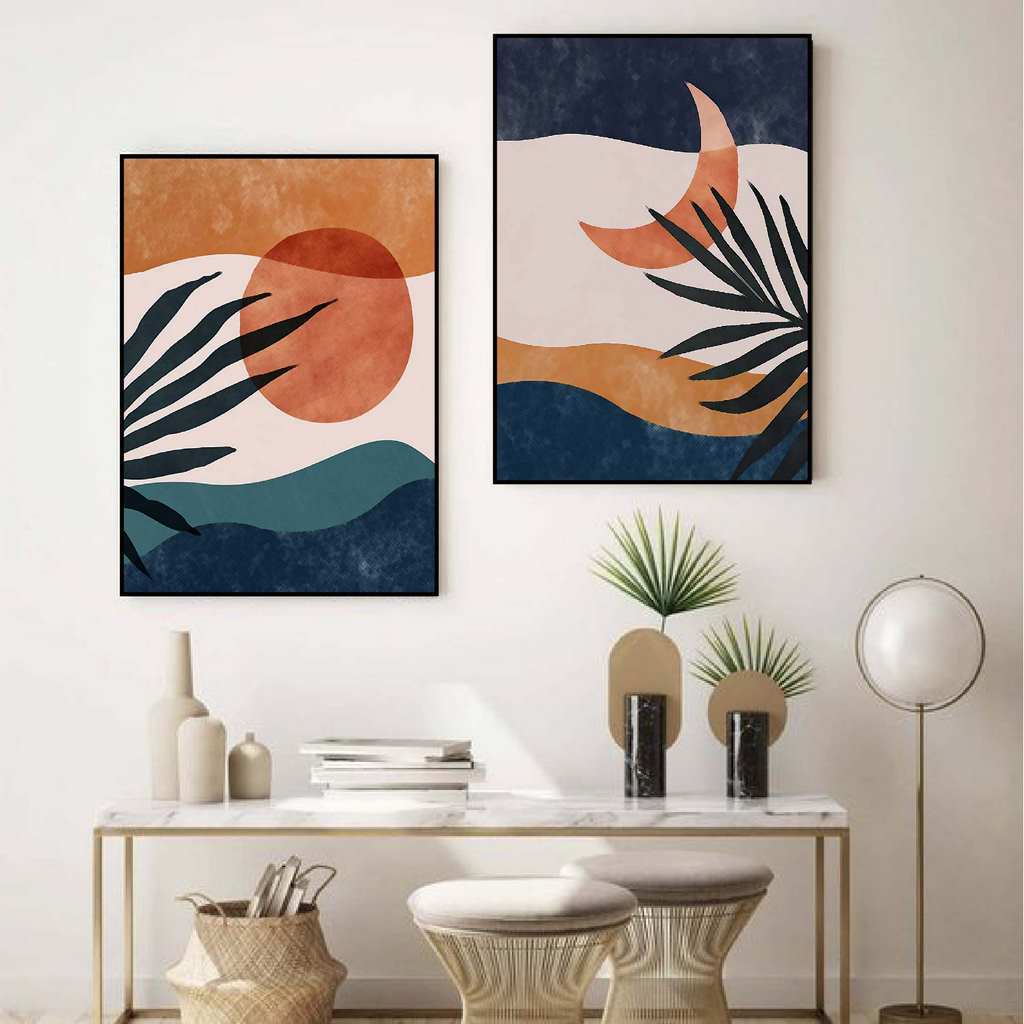 تابلوه 40×30 سم قطعتين من P.G.Abstract Art_C-077 - متعدد الالوان