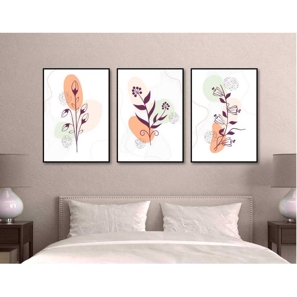 تابلوه 60×40 سم 3 قطع من P.G.Abstract Art_MD-17 - متعدد الالوان